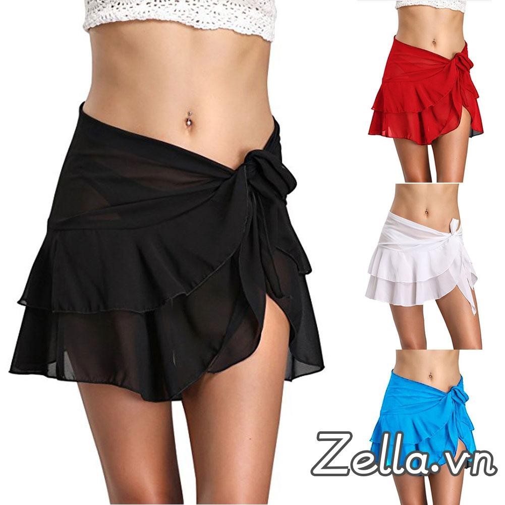 Phụ Nữ Đi Biển Váy Voan Che Phủ Bikini Váy Màu Trơn Băng Sarong Đồ Bơi Cho Kỳ Nghỉ Hè
