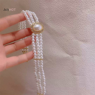 Julyhot Pháp Retro Hương Thơm Nhỏ Ba Lớp Ngọc Trai Vòng Cổ Flash Ngọc Trai Váy Cưới Xương Đòn Dây Xích Cho Nữ Cổ Massivedeals