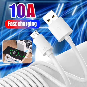 Cáp dữ liệu sạc Micro-USB - Cáp sạc siêu nhanh 10A - Bộ sạc trắng 1 / 1.5 / 2M - Dây sạc Flash - Dành cho điện thoại Android - Phụ kiện điện thoại