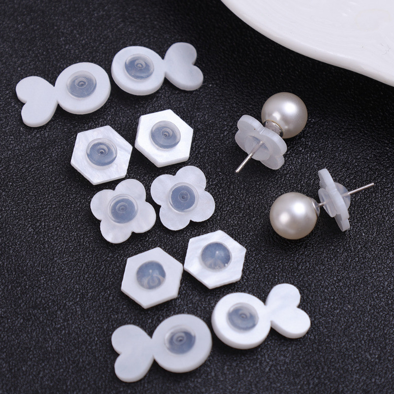 Khóa tai silicon - Nút tai chống chảy xệ - Chống dị ứng, đơn giản, trong suốt - Mũ sau bốn lá - Nút tai chống rơi - Phụ kiện trang sức