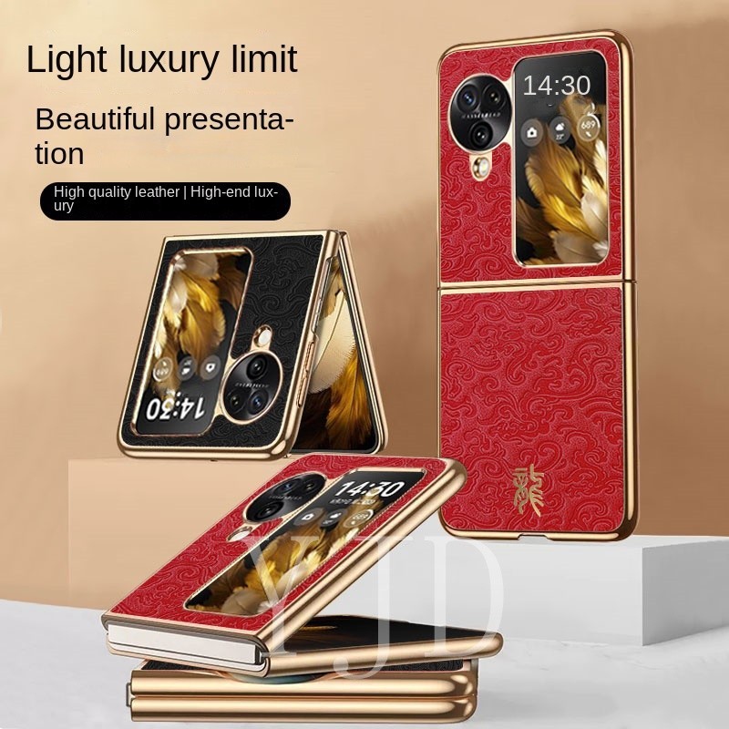 Ốp YJD Cho OPPO Find N3 Flip Phiên Bản Giới Hạn Phong Cách Rồng Da Chống Sốc Ốp Lưng Điện Thoại