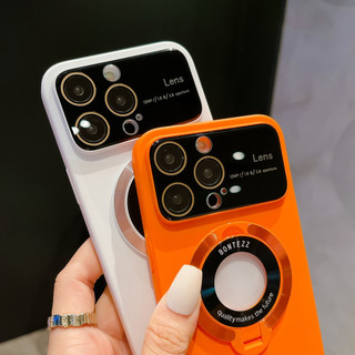 Sang Trọng Gấp Đứng Đứng Ốp lưng Từ Tính Cho iPhone 15 14 13 12 11 Pro Max 14 15 Plus Ốp Lưng Full Camera Bảo Vệ Siêu Mỏng Cứng PC Logo Lỗ Mặt Sau
