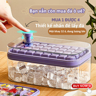 Hộp Khay Làm Đá Bunnies Dạng Viên Nhấn Nút Đá Tự Rơi Dụng Cụ Làm Đá Tủ Lạnh Tặng Kèm Nhiều PhụKiện
