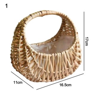 Giỏ hoa cô gái ITRUMPET, Giỏ cắm hoa vàng, nhỏ có tay cầm chắc chắn, hộp đựng dã ngoại nửa mặt trăng cho đám cưới