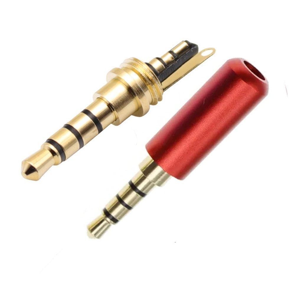 FANIELLAPOWELL Giắc cắm tai nghe nam 3,5MM, Bộ chuyển đổi cáp 4 cực Đầu nối âm thanh nổi 3,5MM, Hàn nam 3,5 phích cắm âm thanh nổi Bộ chuyển đổi giắc cắm 3,5 DIY chất lượng cao