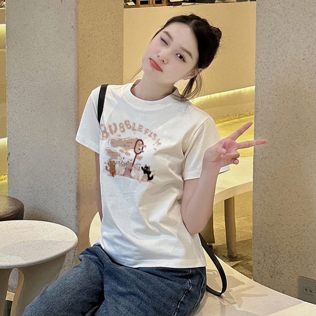 [Mã FADEP2903 giảm đến 30k đơn từ 99k] Áo Baby Tee Nữ  In Hình Bubble Fish A51015