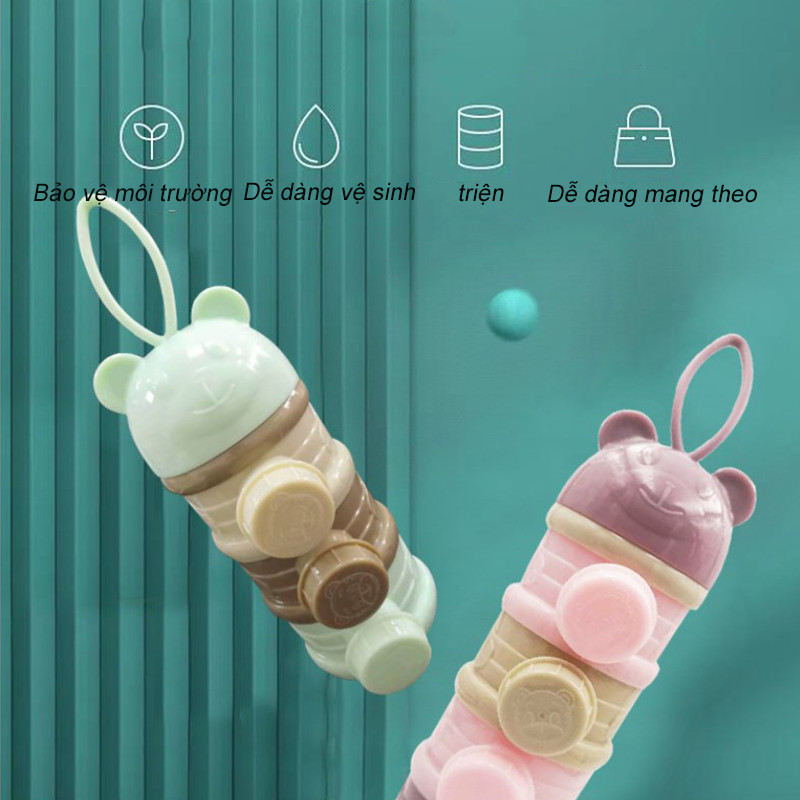 【SKISOPGO】Hộp Chia Sữa，Hộp sữa bột trẻ em di động，Nhiều ngăn riêng biệt，Dễ dàng vệ sinh và dễ mang theo