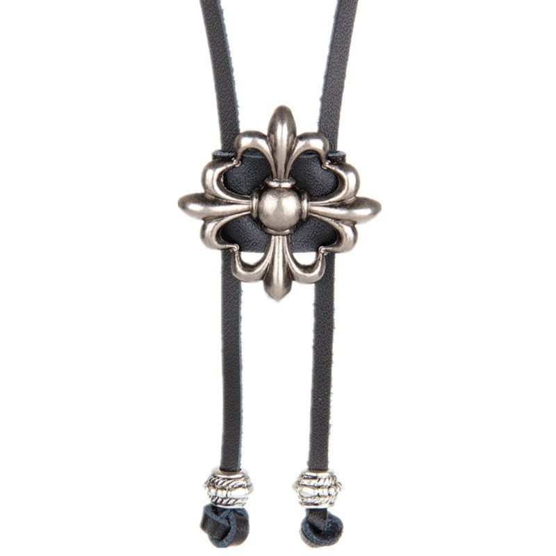 Tốt nhất Cross Flower Cowboy Bolo Tie Dây da nhân tạo phương Tây Vòng cổ cà vạt