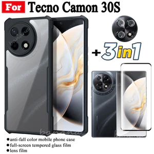 Ốp điện thoại di động chống rơi 3in1 Tecno Camon 30S cho Tecno Camon 30 5G Camon 30 Pro Phim kính cường lực + Phim ống kính