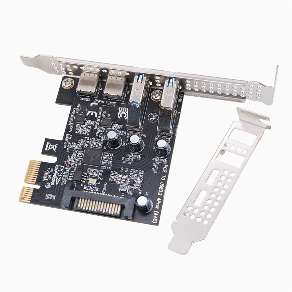Jmt PCI-E 1X Đến 4 Cổng USB3.2 Gen1 Thẻ Mở Rộng Tốc Độ Cao 5Gbps Với Cổng Nguồn SATA 15Pin Cho Máy Tính Để Bàn