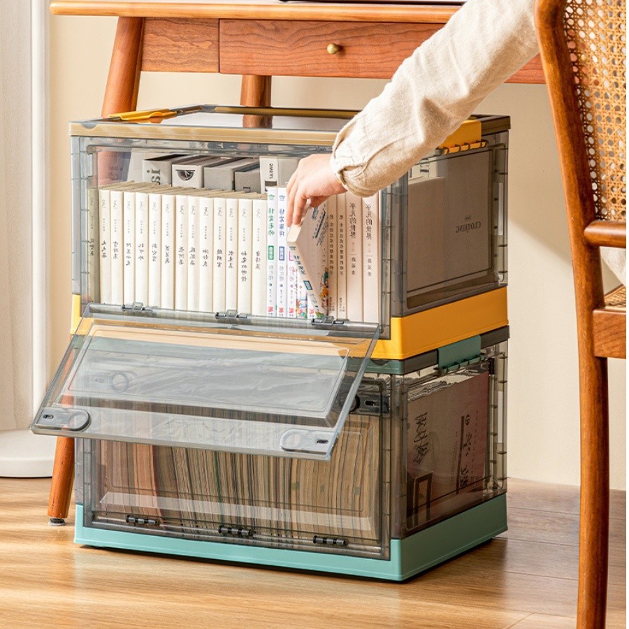 Hộp Đựng Đồ Gấp Gọn Trong Suốt Enoda Home, Hộp Nhựa Đựng Đồ Thông Minh Có Bánh Xe,Bảo Quản Đồ Tiện  Lợi Q040