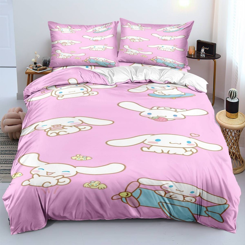 ST2 Cinnamoroll 3in1 Bộ Chăn Ga Gối Chăn Ga Gối Phòng Ngủ Có Thể Giặt Thoải Mái Nhà Phù Hợp Với Trang Trí Nhà TS2