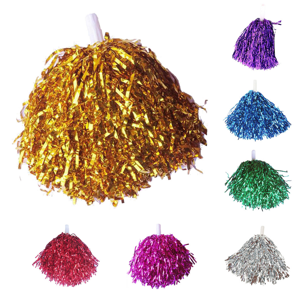 Sống động| Foil Pom Poms Fluffy Cheerleader Phụ kiện lấp lánh và tỏa sáng với 2 chiếc Pompoms cổ vũ Hoàn hảo cho các sự kiện thể thao và đạo cụ bầu không khí khiêu vũ Chống trượt cho Ultimate