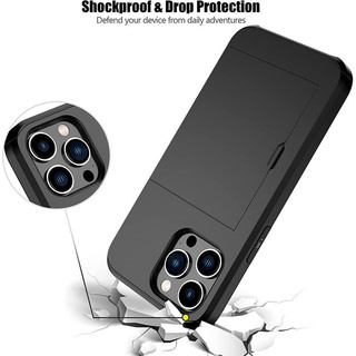 Dành Cho iphone 15 Pro Max / 15 Plus Ví Đựng Thẻ Khe Cắm ID Cửa Trượt Túi Ẩn Chống Trầy Xước Hai Lớp Bảo Vệ Vỏ Cứng TPU Ốp Lưng