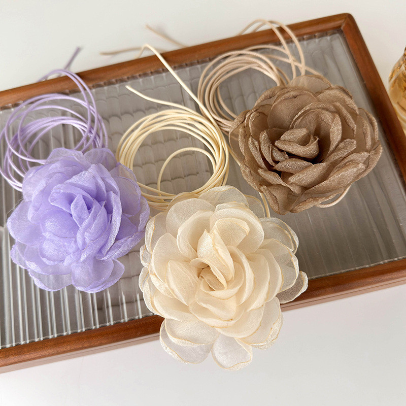 Nhiều Màu Hoa Hồng Phối Ren Vòng Cổ Pháp Nguyên Chất Desire choker Cổ Vòng Cổ Xương Cổ Dây Xích Phụ Kiện