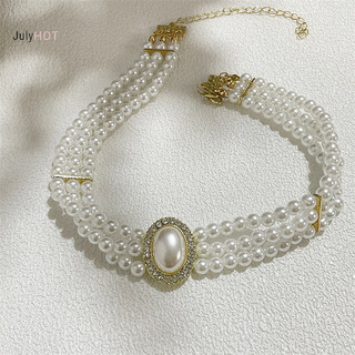 Julyhot Pháp Retro Hương Thơm Nhỏ Ba Lớp Ngọc Trai Vòng Cổ Flash Ngọc Trai Váy Cưới Xương Đòn Dây Xích Cho Nữ Cổ Massivedeals