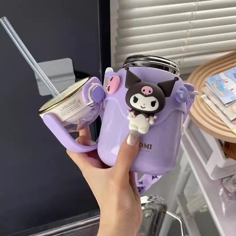 Bình Nước Giữ Nhiệt Sanrio Kuromi 700ML INOX 316 - Bình Giữ Nhiệt Nhân Vật Hoạt Hình Trẻ Em Có Ống Hút Tặng Kèm Sticker