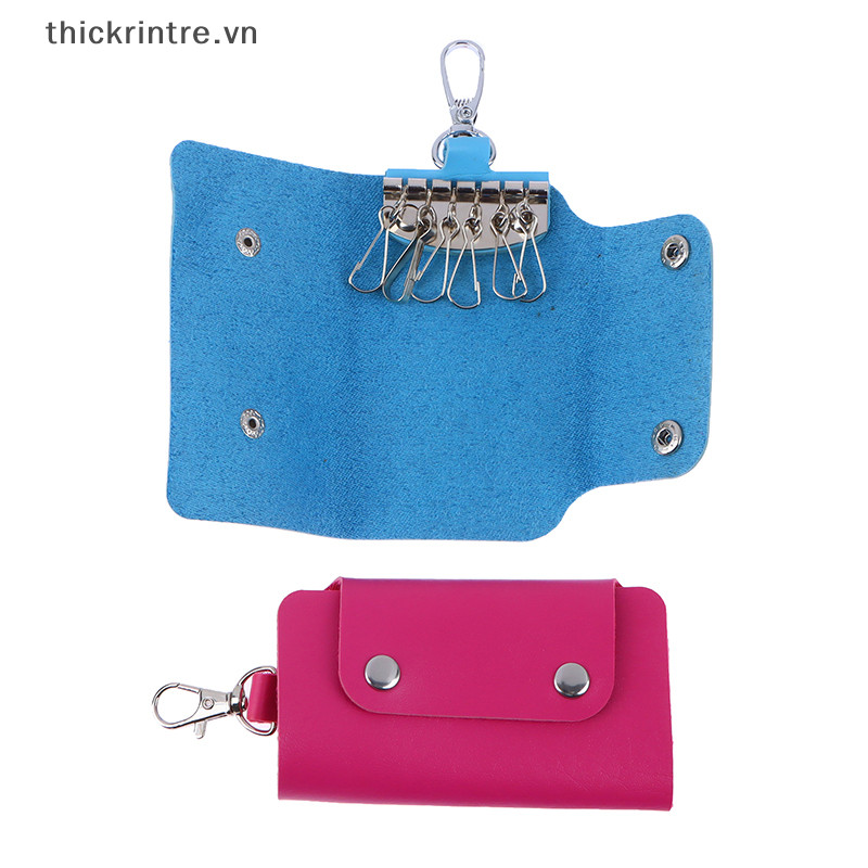 THI 1Pc Da Di Động Chủ Hộ Gia Đình Giữ Chìa Khóa Ô Tô Túi Unisex Ví Bao Đơn Giản Màu Trơn Túi Bảo Quản VN