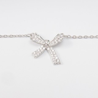 [Hàng chính hãng] Dây Chuyền Bạc Nữ Cao Cấp Bow Necklace Silver Sang Trọng, Chính Hãng CDE