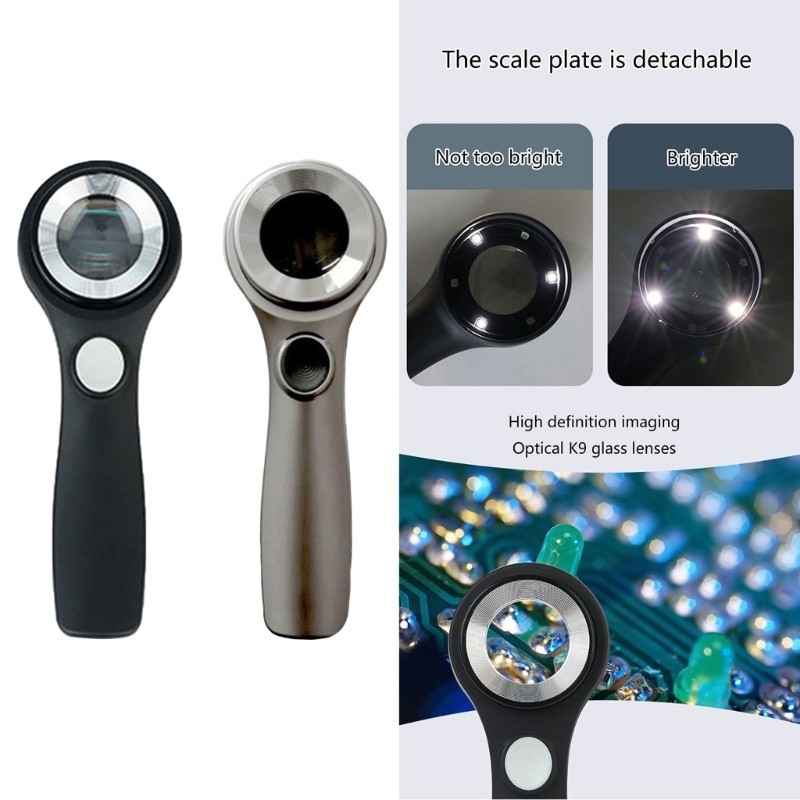 Pcf * Kính lúp 60X Kính lúp Ống kính lúp có đèn LED UV để kiểm tra tem trang sức Magnifi có thể sạc lại