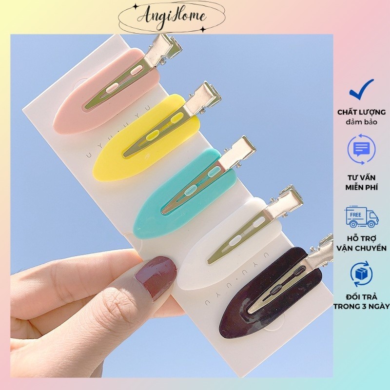 Kẹp tóc mái mỏ vịt  cặp bấm mái nữ đẹp vintage Hàn Quốc dễ thương màu trơn hottrend 2024 ANGIHOME