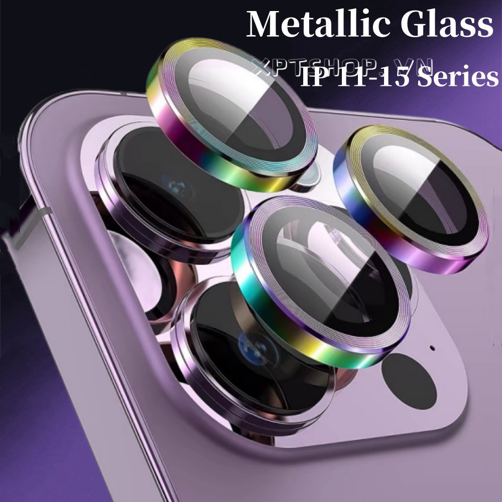 Bảo Vệ Ống Kính Máy Ảnh Đa Màu Dazzling Cho iPhone 17ProMax 17Air 16 15 14 13 12 11 Full Cover Kính Cường Lực Bảo Vệ Camera Phim