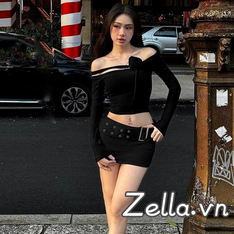 Váy Mini Bodycon Nữ Y2K Cổ Điển Eo Thấp Màu Trơn Thắt Lưng Váy Ngắn Dạo Phố