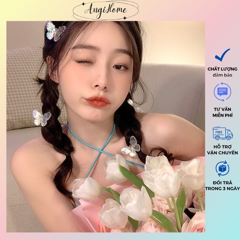 Kẹp Tóc Mái Hình Bướm Nhũ Đổi Màu Tiểu Thư Thanh Lịch Sang Trọng Phụ Kiện Tóc Nữ ANGIHOME