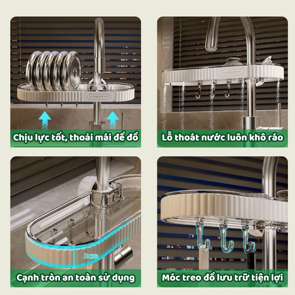 KỆ ĐỂ ĐỒ RỬA CHÉN BÁT GẮN VÒI NƯỚC TÍCH HỢP GIÁ TREO KHĂN, CÓ THỂ KÉO RA VÀ THU GỌN