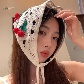 Julyhot Dệt Kim Tam Giác Dễ Thương Nhỏ Anh Đào Pháp Mục Vụ Phong Cách Khăn Móc Hoa Khăn Trùm Đầu Massivedeals