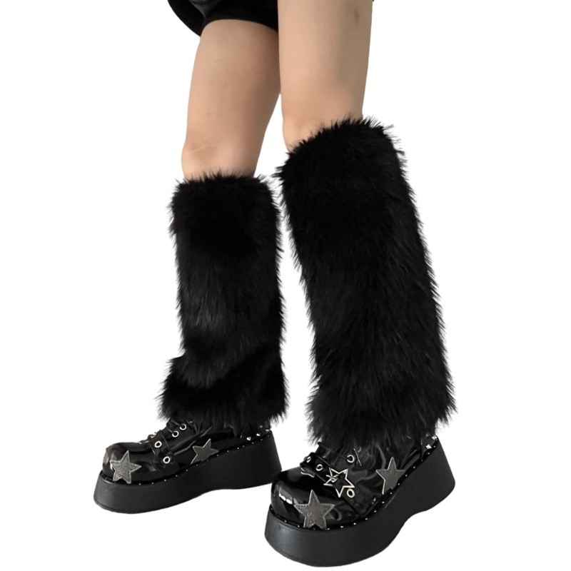 Boom Lông Thú Giả Giữ Ấm Chân Mùa Đông Ấm Lông Thú Boot Còng Bao Trang Phục Dự Tiệc Bao Giày