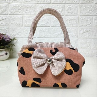Túi xách Mini WOAY Bow, Tote mua sắm thông thường dưới cánh tay, Túi đựng vải Cotton in hình dung tích lớn dành cho nữ