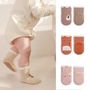 XGB Hoạt Hình Cho Bé Tất Có Đáy Chống Trượt Động Vật Dễ Thương Tất Chống Trơn Trượt Sàn Tất Không Xương Sơ Sinh Tất