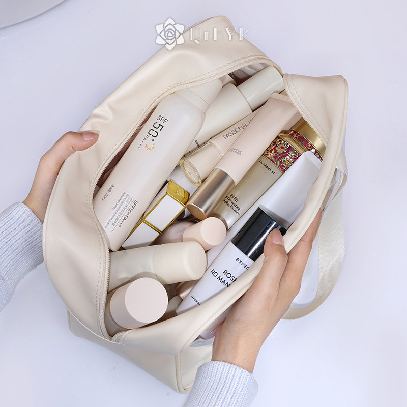 Qrhyk Túi đựng đồ trang điểm di động chống nước Túi đựng mỹ phẩm dành cho nữ Túi du lịch mờ Trang điểm Hộp đựng đồ sắp xếp mới