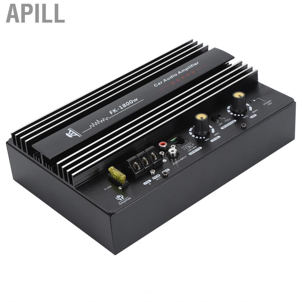 Apill Bộ khuếch đại công suất cao trên ô tô 12V 1800W Bộ âm trầm tản nhiệt nhanh