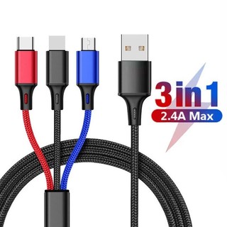 Cáp sạc cáp dữ liệu ba trong một Sạc nhanh một cho ba loại Thích hợp cho tất cả các loại điện thoại thông minh và máy tính bảng Cáp bện Nylon