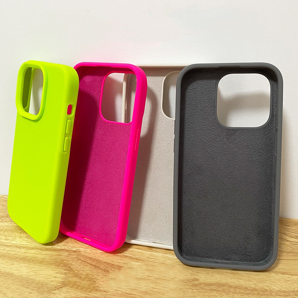 Ốp điện thoại silicon lỏng màu xanh huỳnh quang cho iPhone 15 Pro Max 15 Pro 15 14 13 12 11 Pro Max Bảo hiểm toàn diện Vỏ mềm bảo vệ chống sốc
