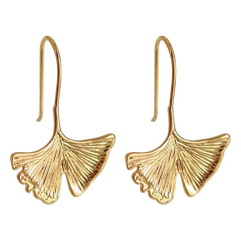 Mạ 14K Bông Tai Lá Bạch Quả Nhẹ Phong Cách Sang Trọng Cao Cấp Phong Cách Nghệ Thuật Thiết Kế Thời Trang Phụ Kiện Nữ