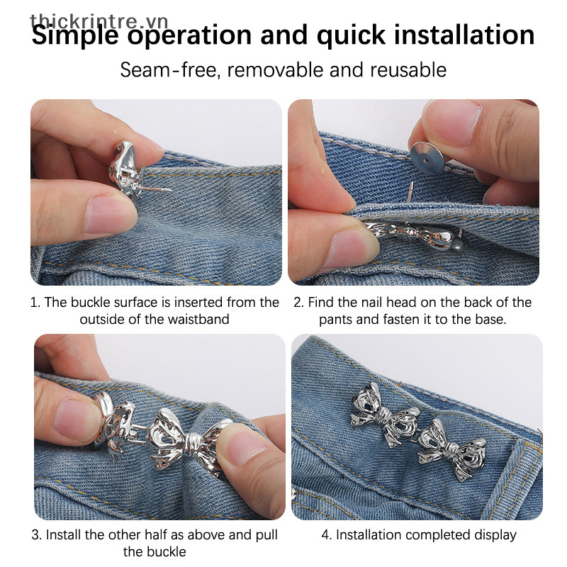 THI 1 Cặp Nơ Thắt Lưng Khóa Quần Có Thể Tháo Rời Kẹp Quần Jeans Nút Chụp Có Thể Điều Chỉnh May Thắt Lưng Thắt Lưng Thắt Lưng Phụ Kiện Quần Áo VN