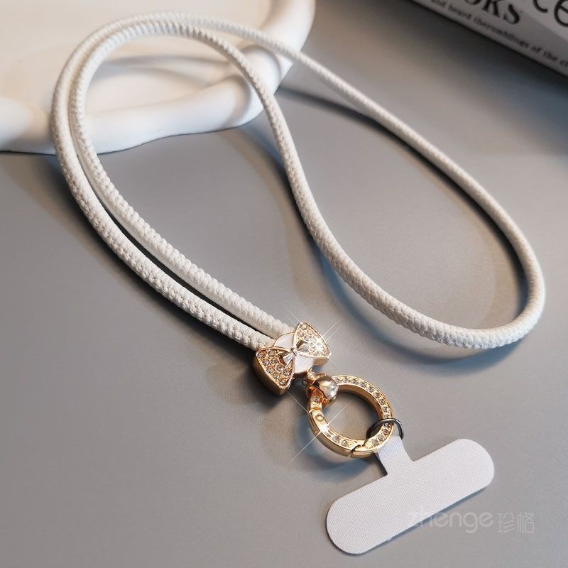 Phụ Kiện Điện Thoại Di Động Chống Sốc Dây Điện Thoại Di Động Thời Trang Dài Da Treo Cổ Dây Xích Dây Xích Phong Cách Chanel Kim Cương Giả Nơ Cô Gái Móc Khóa Ốp Lưng Điện Thoại Di Động Mạnh Mẽ Phụ Kiện Đa Năng Chống Mất