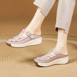 Giày Sandal nữ da thật đế dày mềm, thoáng khí, chống trầy xước, hỗ trợ nửa bàn chân, phù hợp du lịch