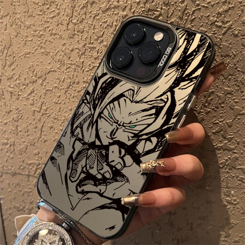 Ốp Lưng Cho Samsung Galaxy S24 S23 Ultra S22 Plus S21 FE S20 Note 20 Anime Phổ Biến Goku Sang Trọng Mạ Bạc Bên Trong Bìa Cứng