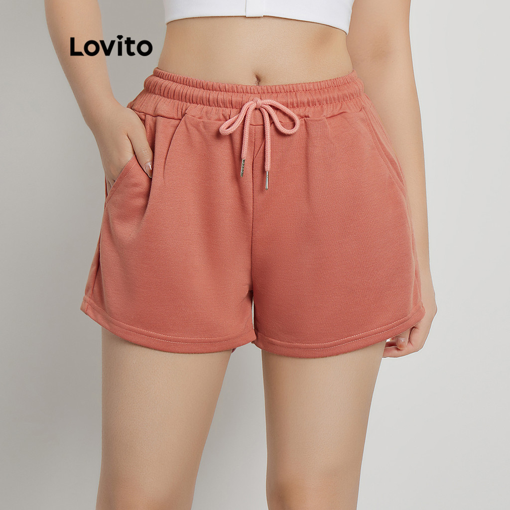Ảnh Quần short nữ Lovito L00242 lưng thun thiết kế rút dây thời trang năng động cho nữ nhiều màu sắc tùy chọn 3