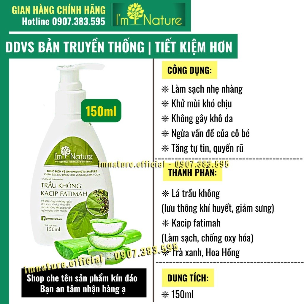 Dung Dịch Vệ Sinh Phụ Nữ Trầu Không I'm Nature Kacip Fatimah 150ml Chính Hãng