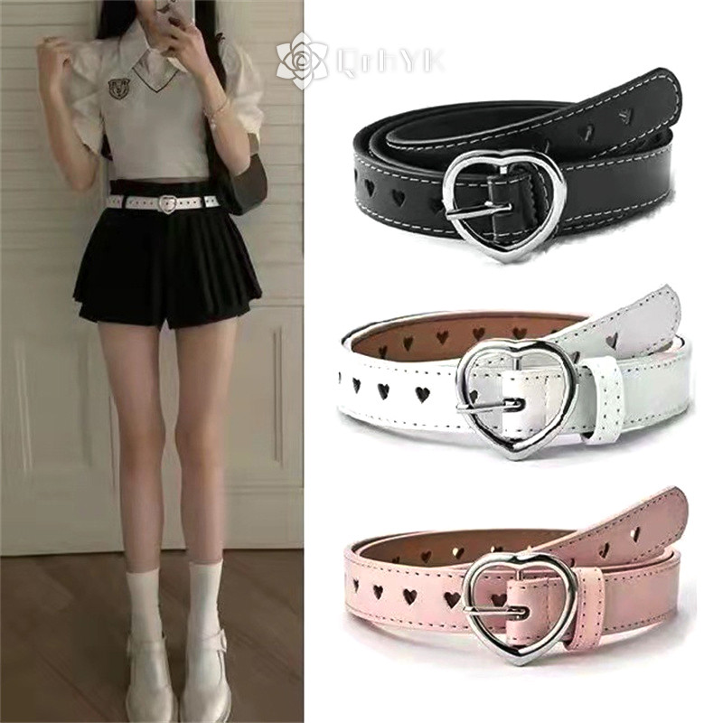 Thắt lưng da khóa trái tim rỗng cổ điển thời trang mới dành cho nữ