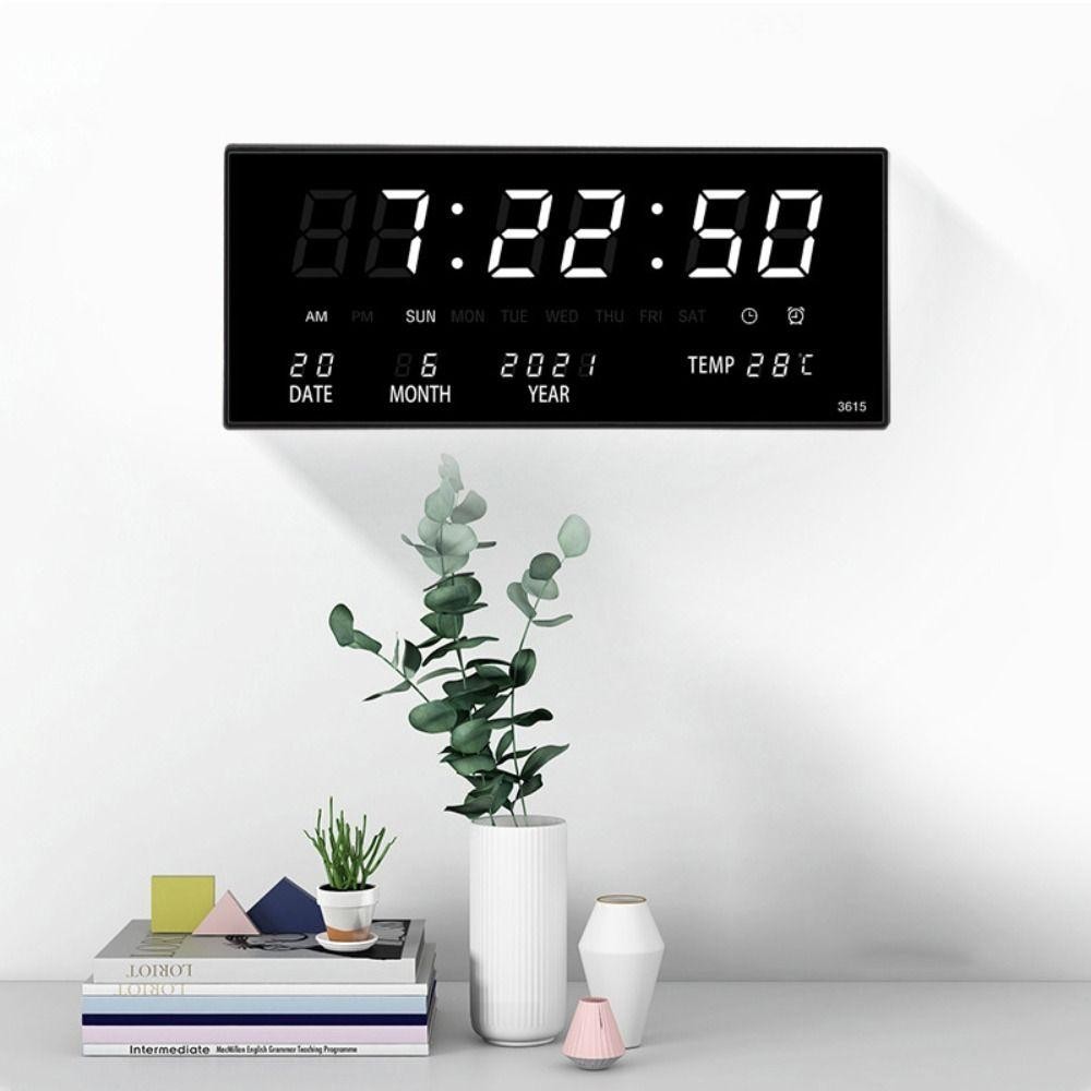 Đồng hồ treo tường điện tử AWNGD, Đồng hồ LED kỹ thuật số cắm tường Vương quốc Anh, Đồng hồ bàn trưng bày lịch gia đình 12 / 24H cho phòng ngủ