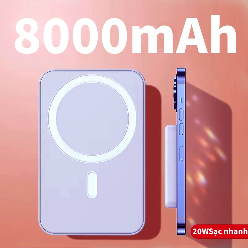 Sạc dự phòng không dây sạc nhanh pin 8000mah mini nhỏ gọn cao cấp hỗ ...