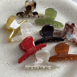 Kovoi / Pháp Vàng Nhãn Nhỏ Acetate Tinh Tế Lấy Kẹp Dễ Thương Giảm Tuổi Nửa Tie Kẹp Tóc Nữ Tính Kẹp Tóc Phụ Kiện Tóc Phong Cách Mới