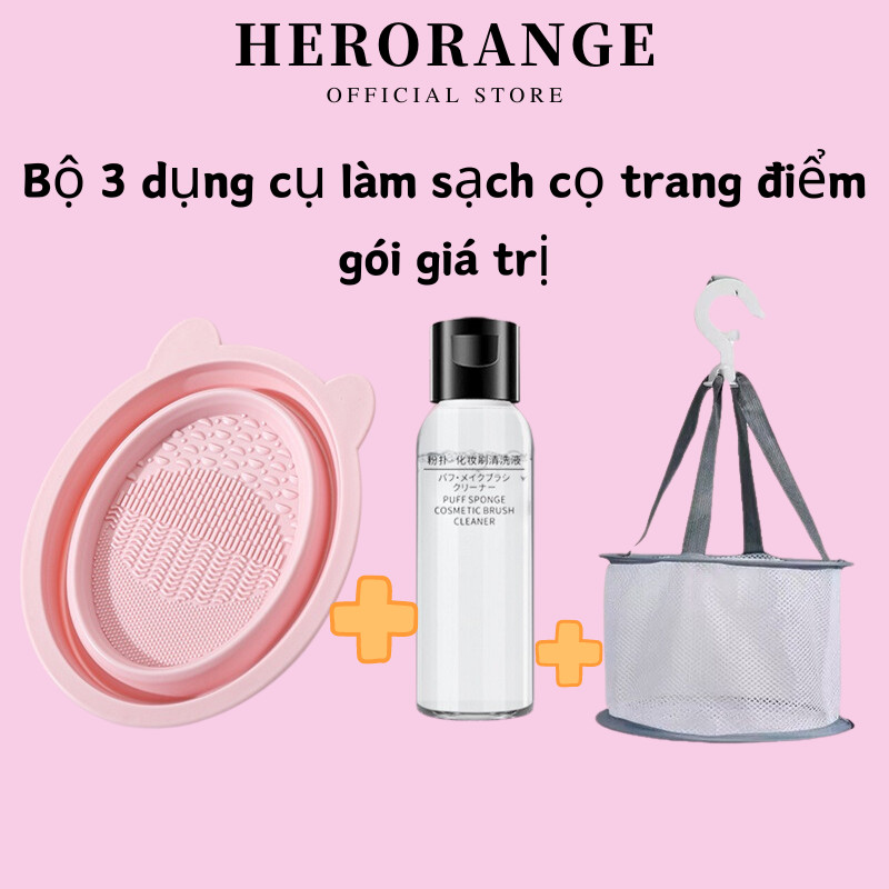 Bộ dụng cụ làm sạch cọ trang điểm, Hiện vật làm sạch trứng làm đẹp, Bộ làm sạch cọ trang điểm dạng bột + Túi lưới khô đa năng