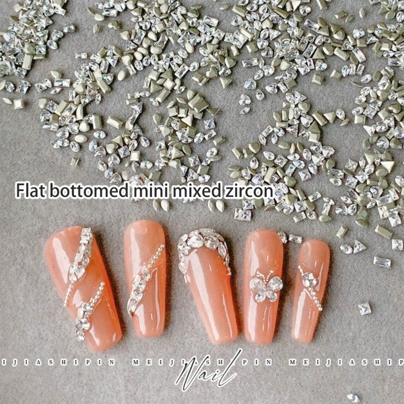 ⚝⚝Richh 50x Móng Tay Hình Không Đều Quyến Rũ Móng Tay Pha Lê Kim Cương Giả DIY Móng Tay Trang Trí
